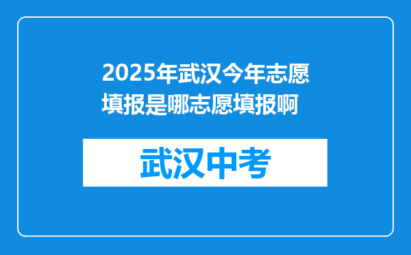 2025年武汉今年志愿填报是哪志愿填报啊
