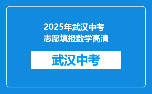 2025年武汉中考志愿填报数学高清