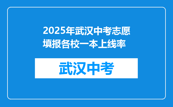 2026年武汉中考志愿填报各校一本上线率