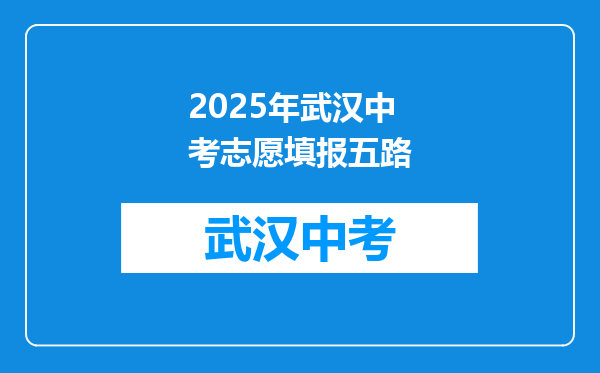 2025年武汉中考志愿填报五路