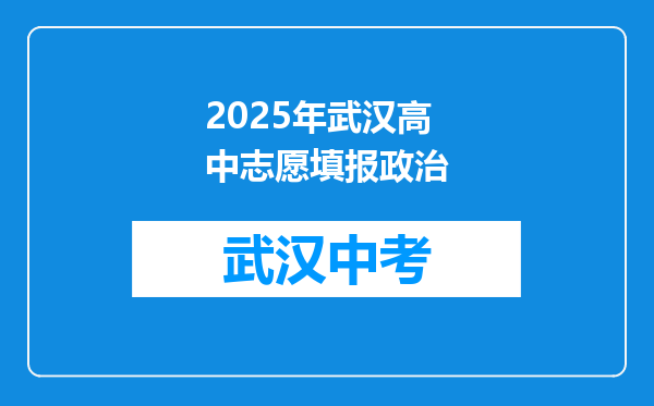2025年武汉高中志愿填报政治