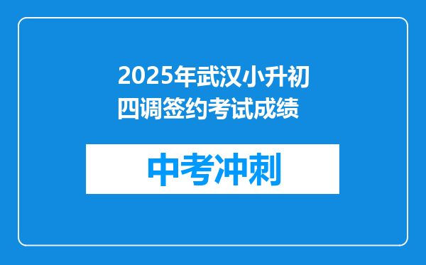2025年武汉小升初四调签约考试成绩