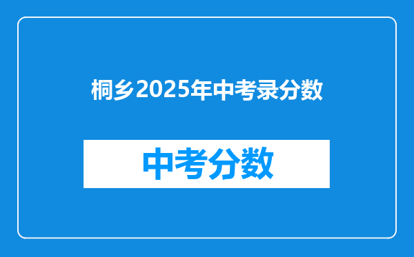 桐乡2025年中考录分数