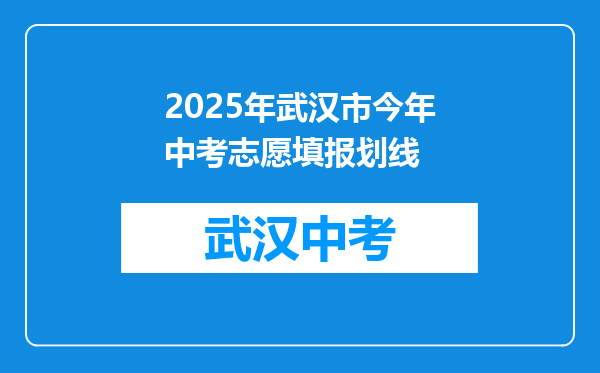 2025年武汉市今年中考志愿填报划线