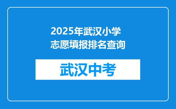 2025年武汉小学志愿填报排名查询