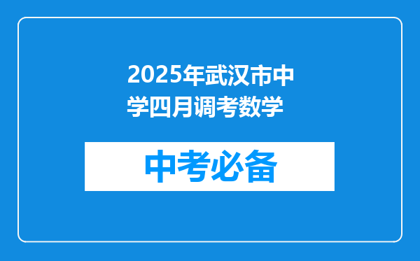 2025年武汉市中学四月调考数学