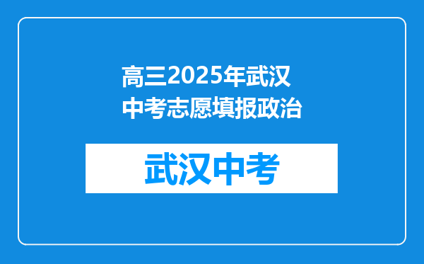 高三2025年武汉中考志愿填报政治