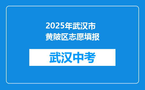 2025年武汉市黄陂区志愿填报
