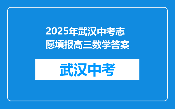 2025年武汉中考志愿填报高三数学答案