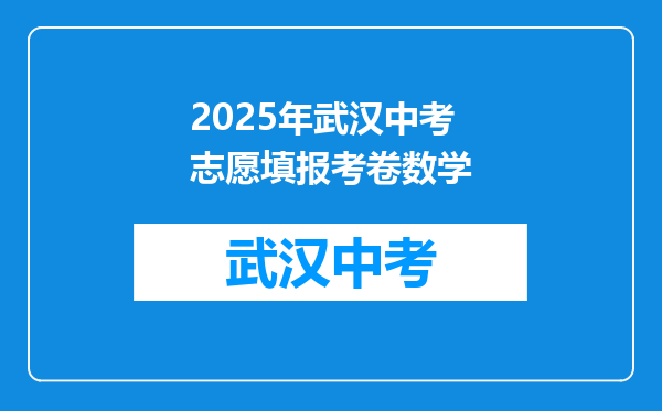 2025年武汉中考志愿填报考卷数学