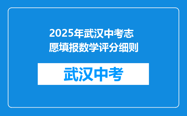 2025年武汉中考志愿填报数学评分细则