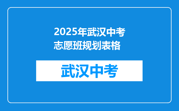 2025年武汉中考志愿班规划表格