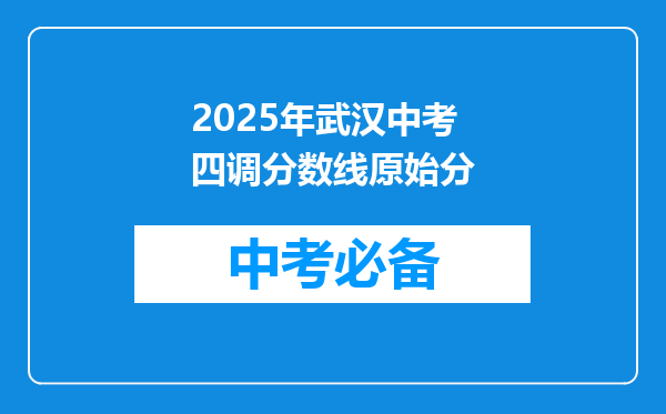 2025年武汉中考四调分数线原始分
