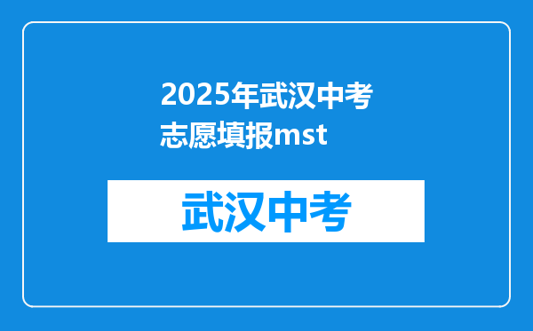 2025年武汉中考志愿填报mst