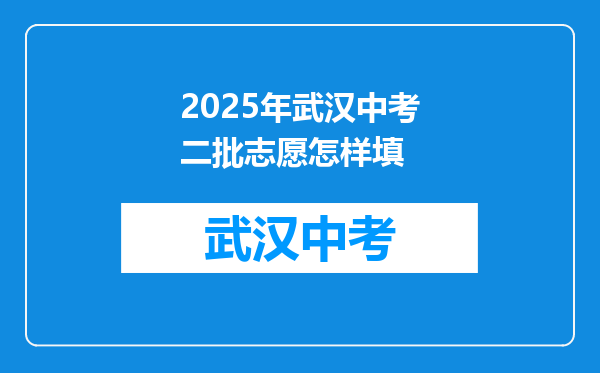 2025年武汉中考二批志愿怎样填