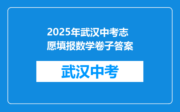 2025年武汉中考志愿填报数学卷子答案
