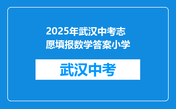 2025年武汉中考志愿填报数学答案小学