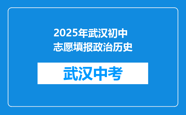 2025年武汉初中志愿填报政治历史