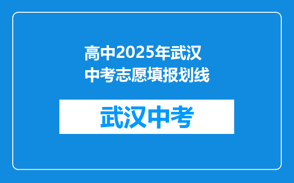 高中2026年武汉中考志愿填报划线