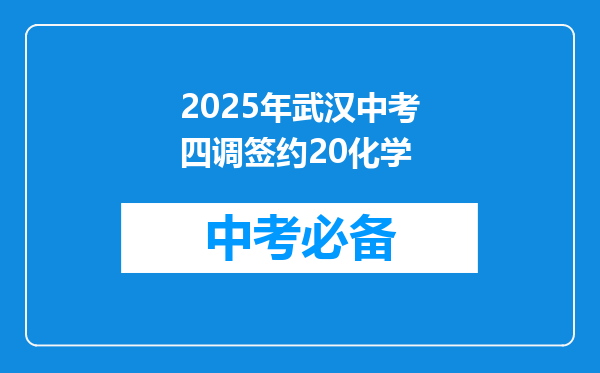 2025年武汉中考四调签约20化学