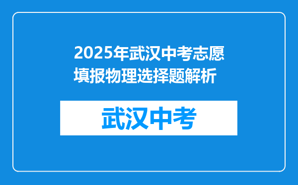 2025年武汉中考志愿填报物理选择题解析
