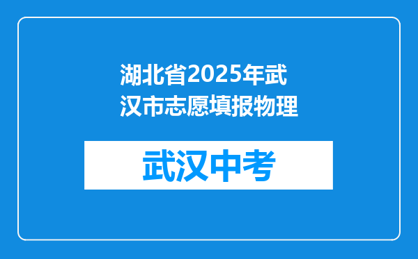 湖北省2025年武汉市志愿填报物理