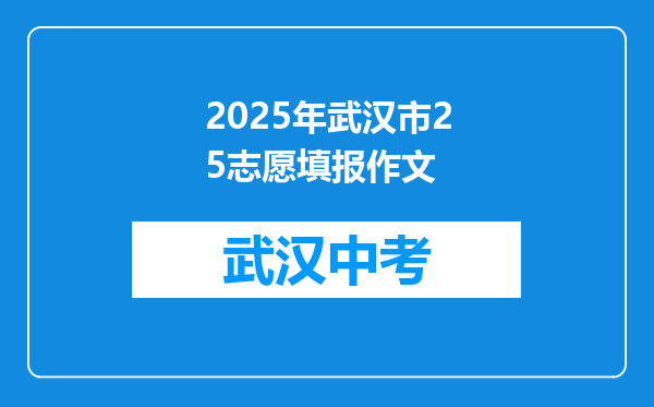 2026年武汉市25志愿填报作文