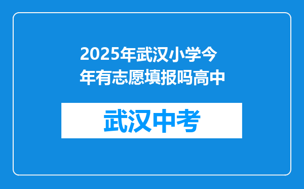 2025年武汉小学今年有志愿填报吗高中