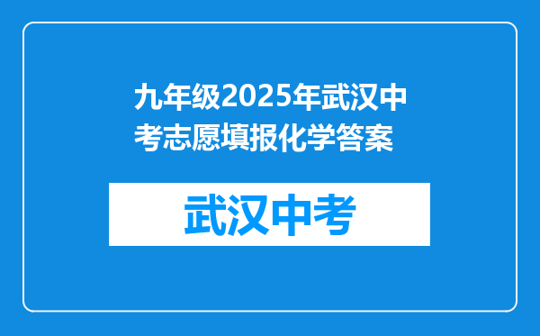 九年级2025年武汉中考志愿填报化学答案