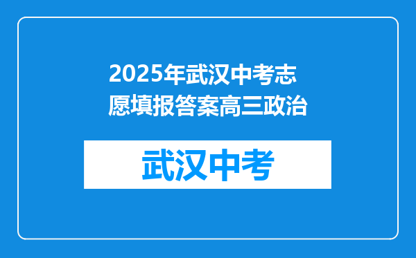 2026年武汉中考志愿填报答案高三政治