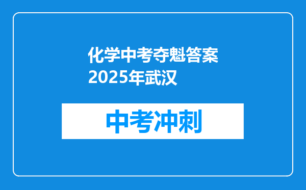化学中考夺魁答案2025年武汉