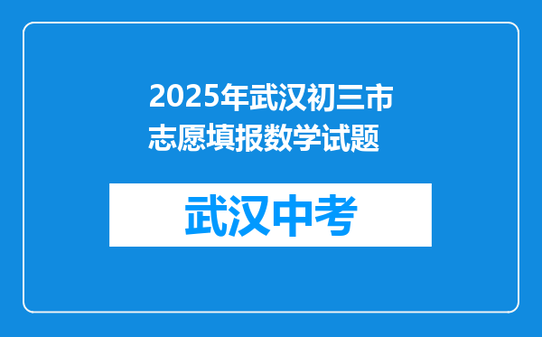 2025年武汉初三市志愿填报数学试题