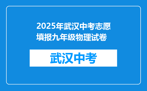 2025年武汉中考志愿填报九年级物理试卷