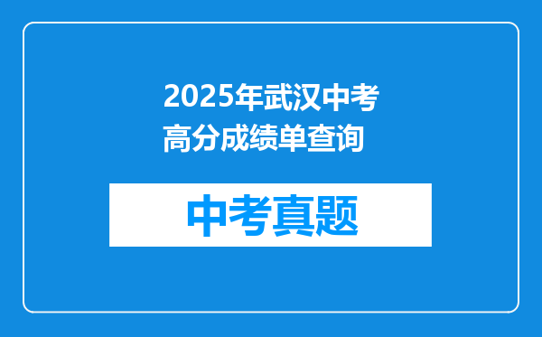 2025年武汉中考高分成绩单查询