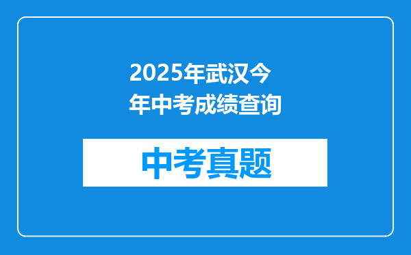 2025年武汉今年中考成绩查询