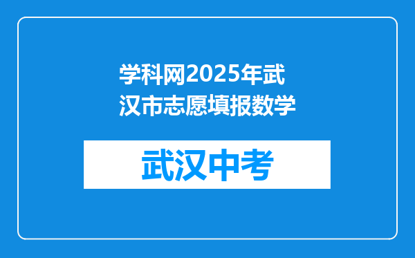 学科网2025年武汉市志愿填报数学