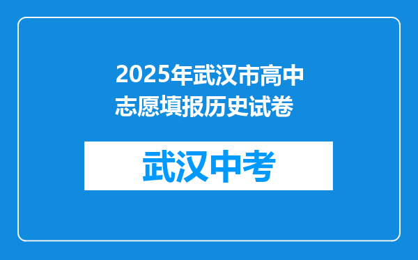2025年武汉市高中志愿填报历史试卷