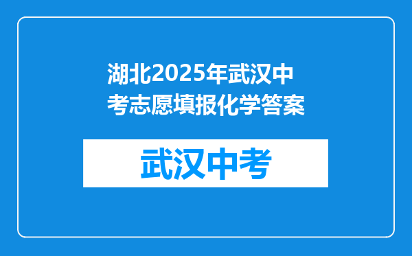 湖北2025年武汉中考志愿填报化学答案