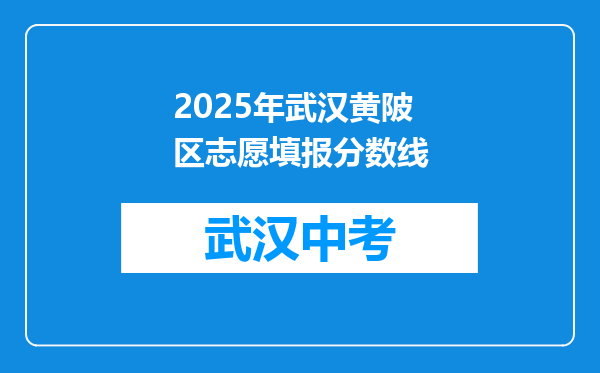 2025年武汉黄陂区志愿填报分数线