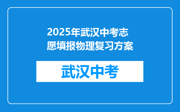 2025年武汉中考志愿填报物理复习方案