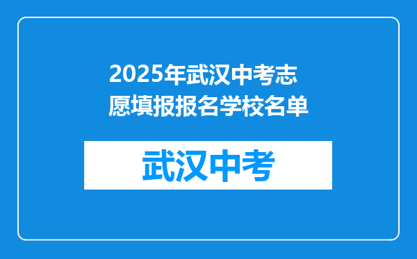 2025年武汉中考志愿填报报名学校名单