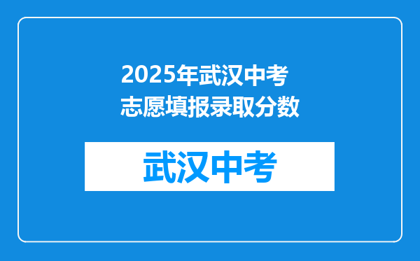 2025年武汉中考志愿填报录取分数
