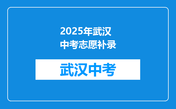 2025年武汉中考志愿补录