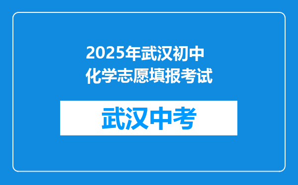 2025年武汉初中化学志愿填报考试