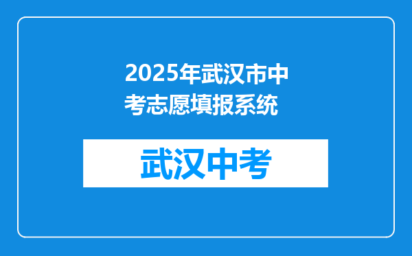 2025年武汉市中考志愿填报系统