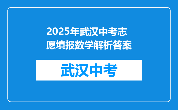 2025年武汉中考志愿填报数学解析答案