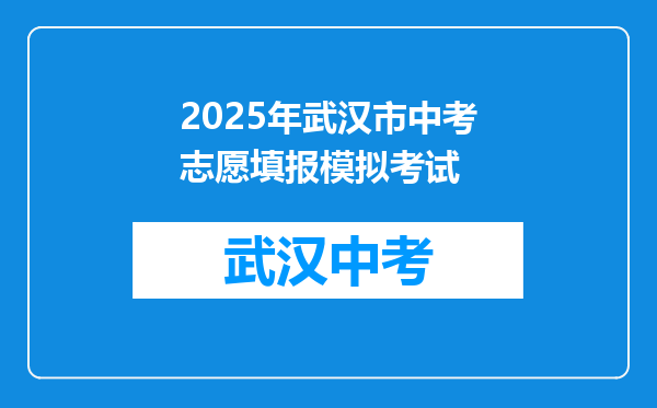 2026年武汉市中考志愿填报模拟考试