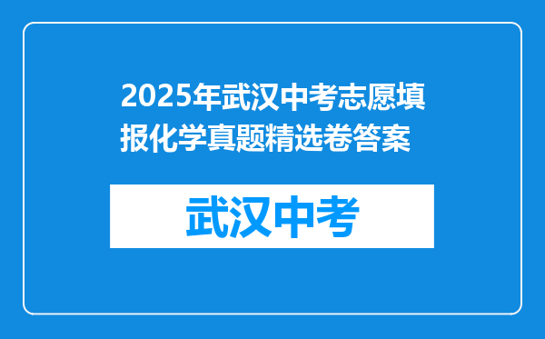 2025年武汉中考志愿填报化学真题精选卷答案