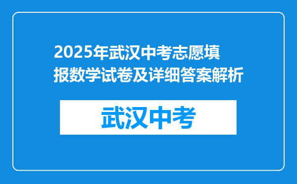 2025年武汉中考志愿填报数学试卷及详细答案解析