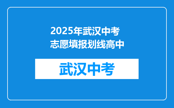 2025年武汉中考志愿填报划线高中
